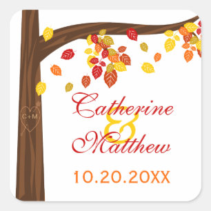 Autumn Falling Leaves Save The Date Stickers