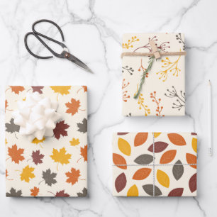 Autumn Falling Leaves Wrapping Paper Sheet
