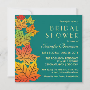 Autumn Falling Maple Leaves Wedding Invitation