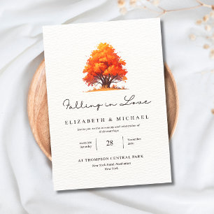 Autumn Fallng In Love Wedding Elegant Fall Wedding Invitation