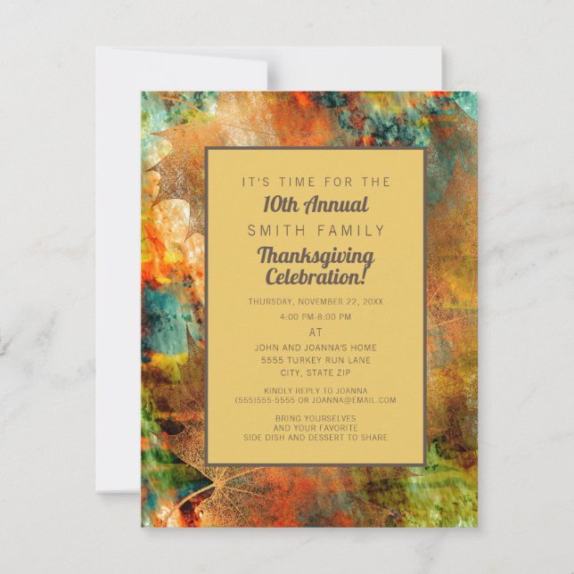 Autumn Family Thanksgiving Dinner Invitation (Front)