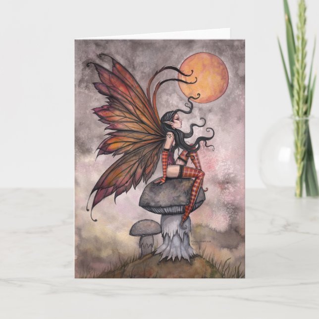 Autumn Fantasy Fairy Greeting Card (Front)