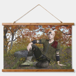 Autumn Fantasy Prince Forest Portrait Hanging Tapestry