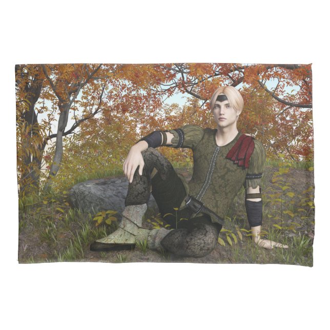 Autumn Fantasy Prince Forest Portrait Pillowcase (Front)