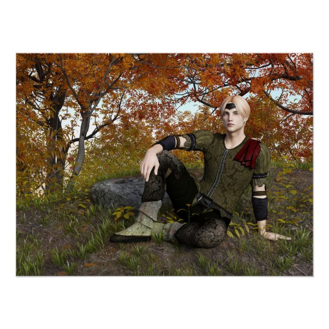 Autumn Fantasy Prince Forest Portrait Poster (Front)