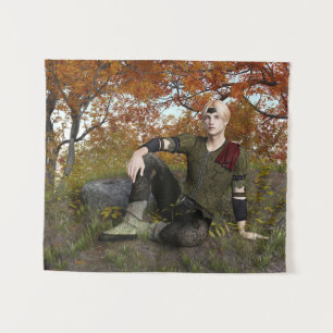 Autumn Fantasy Prince Forest Portrait Tapestry