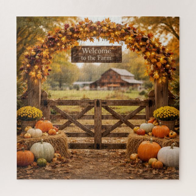 Autumn Farm Gate with Arch Jigsaw Puzzle (Vertical)