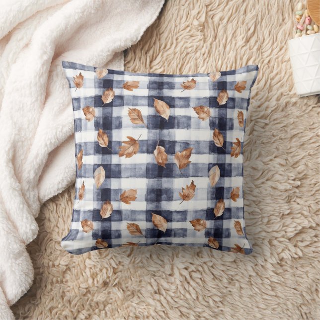 Autumn Farmhose Blue Plaid Porch Cushion (Blanket)
