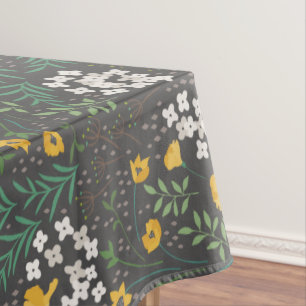 Autumn Farmhouse Leaves Wildflowers Gold Brown Tablecloth