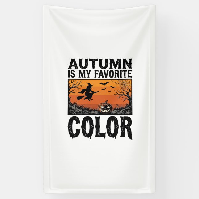 Autumn Favourite Colour Halloween Pumpkin Vector D Banner (Vertical)