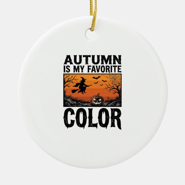 Autumn Favourite Colour Halloween Pumpkin Vector D Ceramic Tree Decoration (Front)