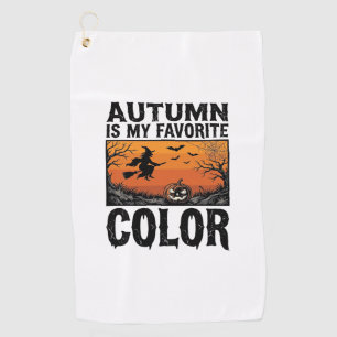 Autumn Favourite Colour Halloween Pumpkin Vector D Golf Towel