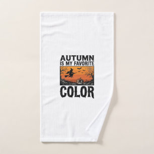 Autumn Favourite Colour Halloween Pumpkin Vector D Hand Towel