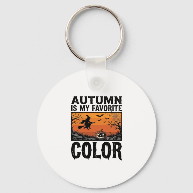Autumn Favourite Colour Halloween Pumpkin Vector D Key Ring (Front)