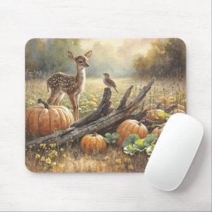 Autumn Fawn In a Pumpkin Patch Mouse Mat