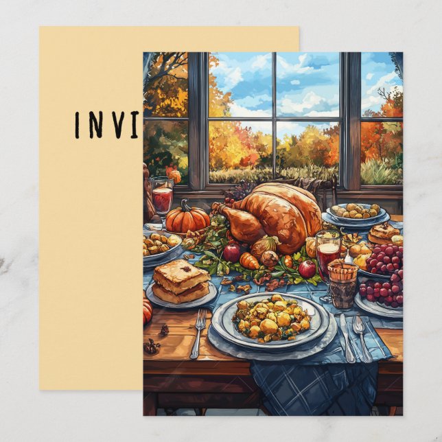 Autumn Feast: A Thanksgiving Celebration Invitation (Front/Back)