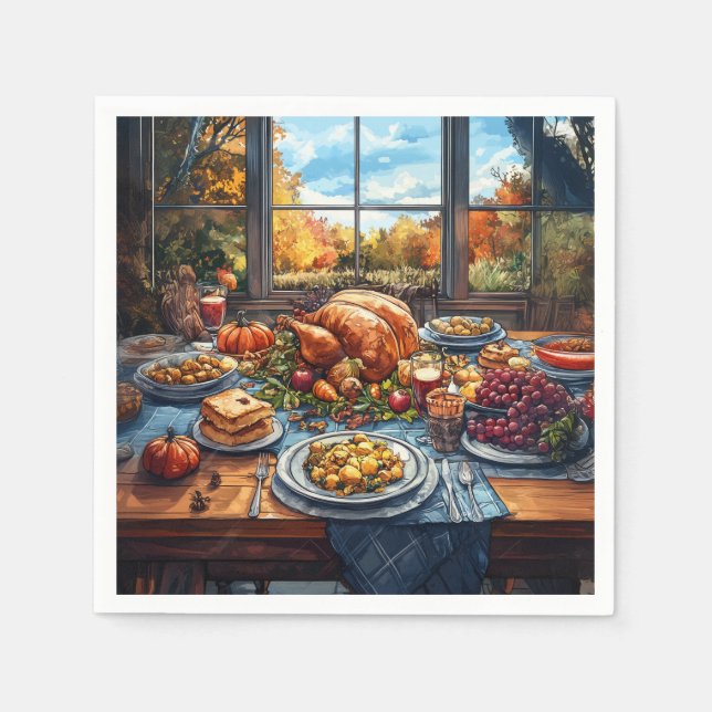 Autumn Feast: A Thanksgiving Celebration Napkin (Front)
