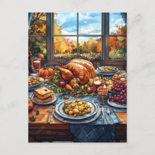 Autumn Feast: A Thanksgiving Celebration Postcard