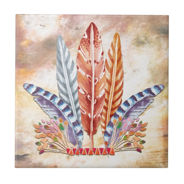 Autumn Feathers Tile (Front)