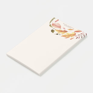 autumn feel elegant floral monogram post-it notes