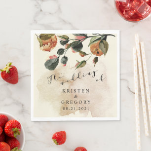Autumn Feel Elegant Floral Wedding Monogram Napkin