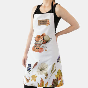 autumn feel floral pumpkin monogram apron