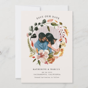 autumn feel floral wreath save the dateInvitation Invitation