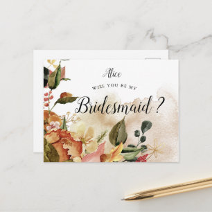 autumn feel foilage bridesmaid Invitation Postcard