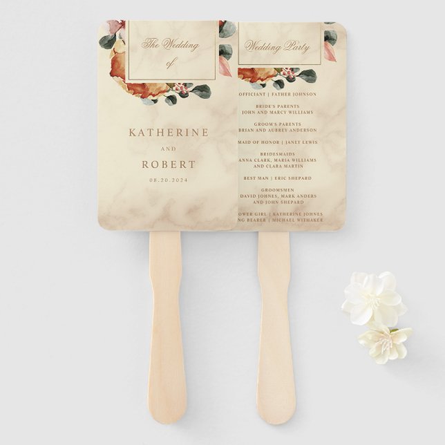 Autumn Feel Wedding Program Hand Fan (Front and Back)