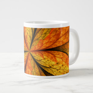 Autumn Feeling, Modern Abstract Fractal Flower Large Coffee Mug