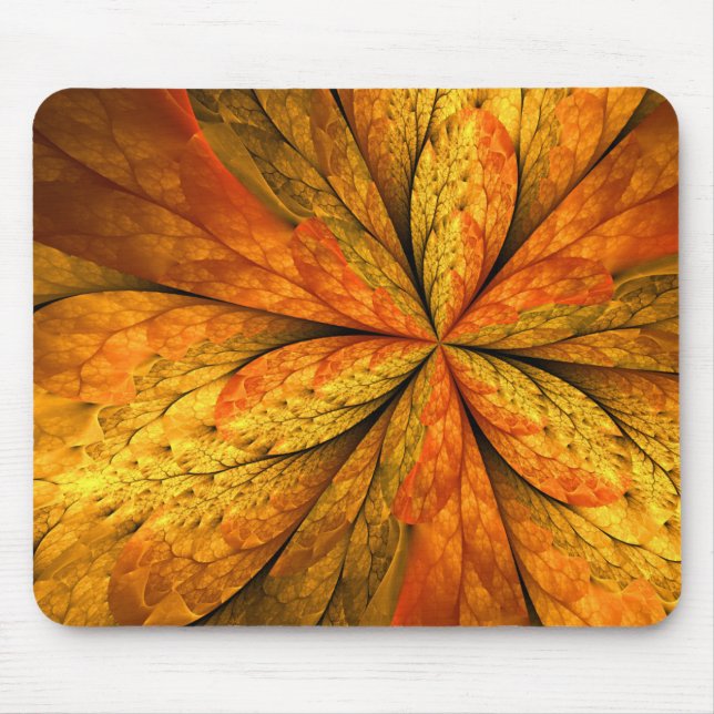 Autumn Feeling, Modern Abstract Fractal Flower Mouse Mat (Front)
