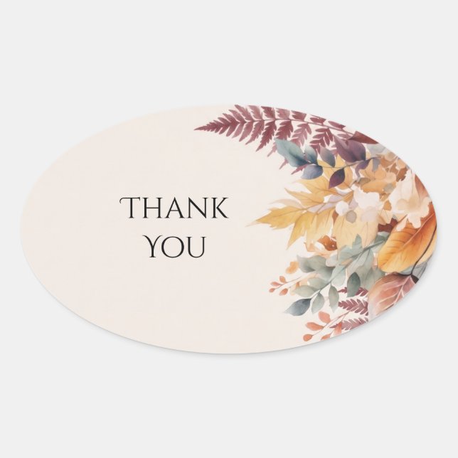 Autumn Fern Foliage Wedding Sticker (Front)