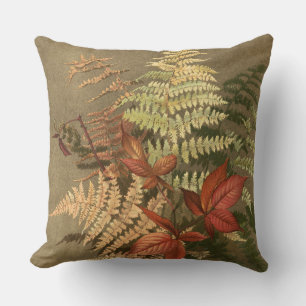 Autumn Fern Leaves Botanical Cushion