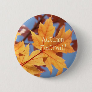 Autumn Festival Buttons Orange Fall Leaves