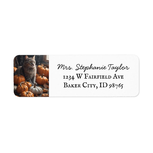 Autumn Festival Cat Return Address Label (Front)