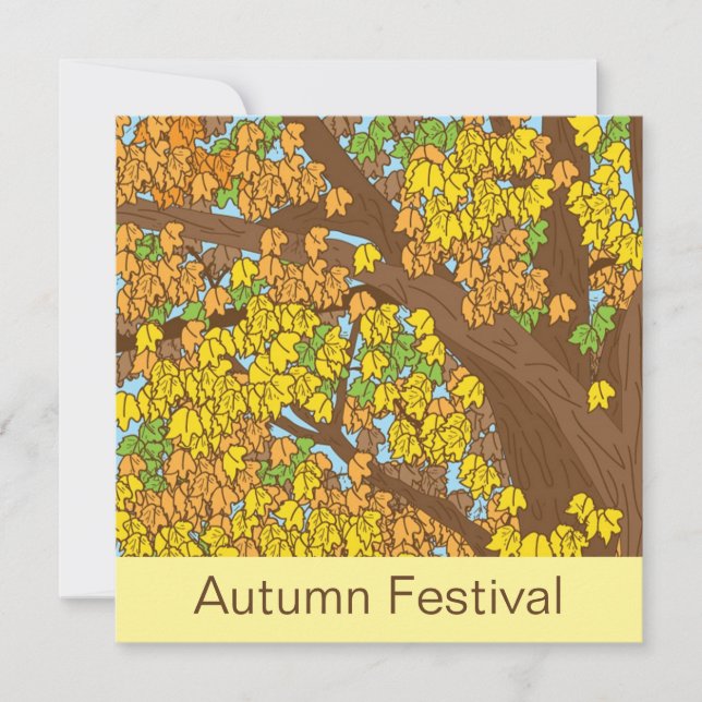Autumn Festival Colourful Tree Invitation (Front)