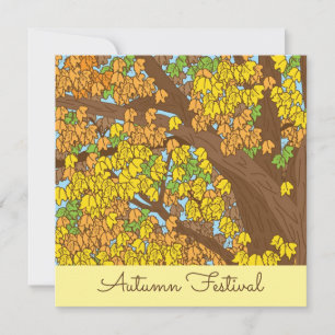Autumn Festival Fall Coloured Leaves Oak Tree Invitation