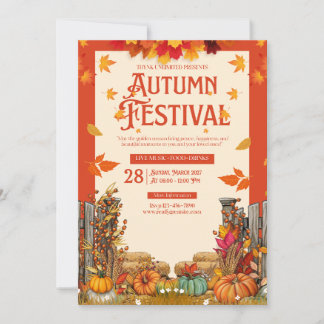 Autumn Festival Harvest Party Art Invitation