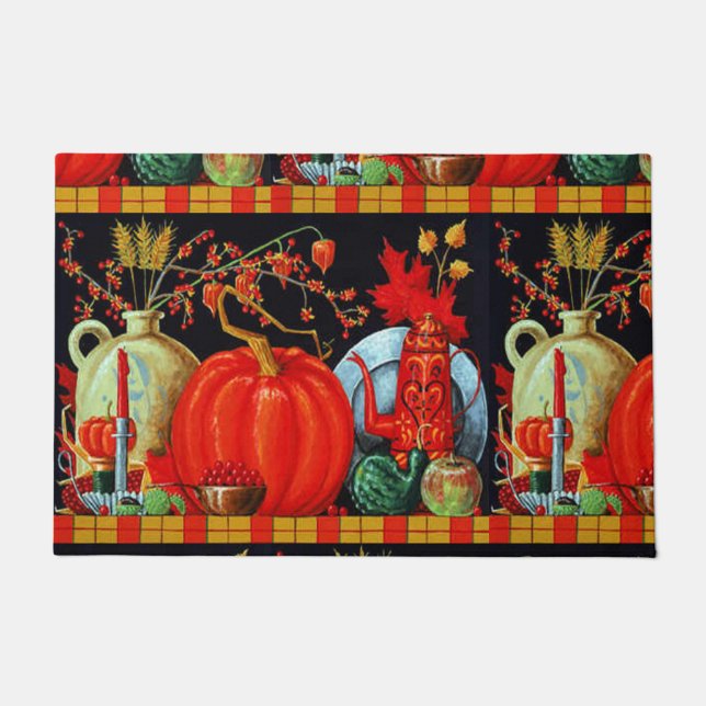 Autumn Festive Antique Painting Pumpkin Decoration Doormat (Front)