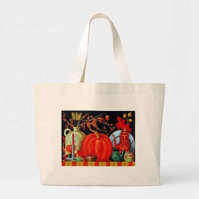 Autumn Festive Table Large Tote Bag (Front)