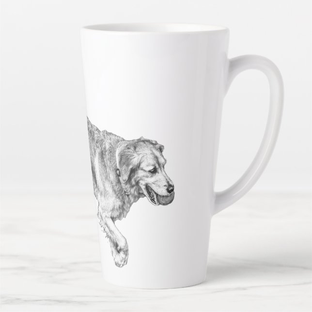 Autumn Fetch with Red-Ball Pup Latte Mug (Right)