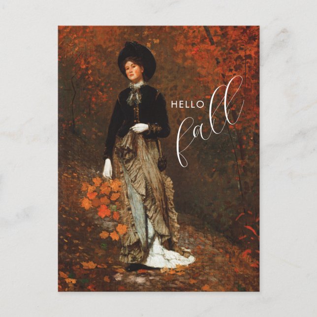 Autumn Fine Art Homer Winslow Hello Fall Postcard (Front)