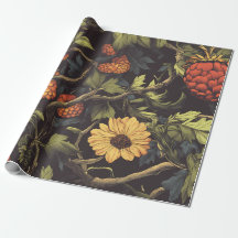 Autumn Fire Botanical Floral Wrapping Paper