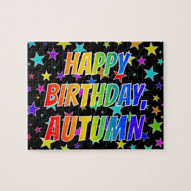 "AUTUMN" First Name, Fun "HAPPY BIRTHDAY" Jigsaw Puzzle (Horizontal)