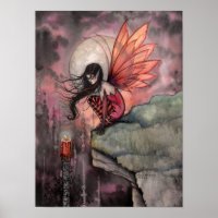 Autumn Flame Fantasy Fairy Art Poster