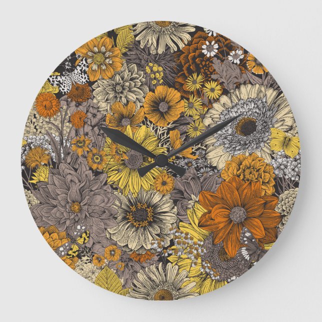 Autumn Flora & Fauna: 70s Retro Large Clock (Front)