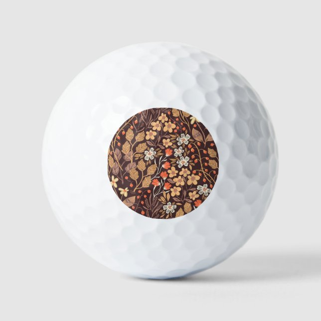 Autumn Flora: Vintage Seamless Pattern Golf Balls (Front)