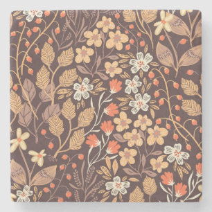 Autumn Flora: Vintage Seamless Pattern Stone Coaster