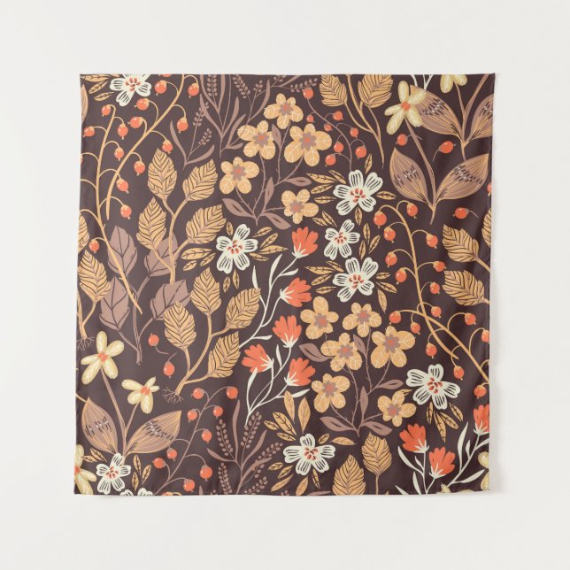 Autumn Flora: Vintage Seamless Pattern Tapestry (Front)