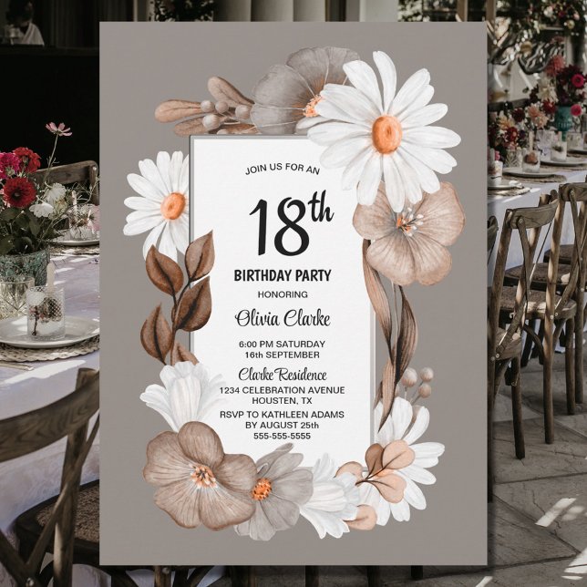 Autumn Floral 18th Birthday Party Invitation (Creator Uploaded)